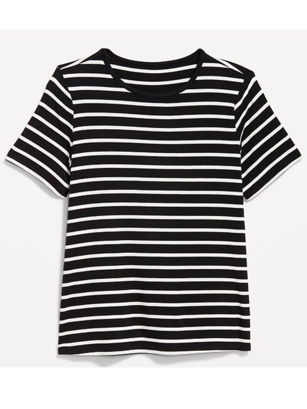 💥6/$35💥 NWT Old Navy Luxe Crew Neck Tee XXL Tall Black White Stripe Soft Stretch